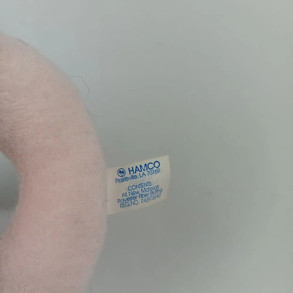 Hamco Pink Plush Bear Rattle Pastel Terrycloth 5 Inch Has Original Tags Vintage